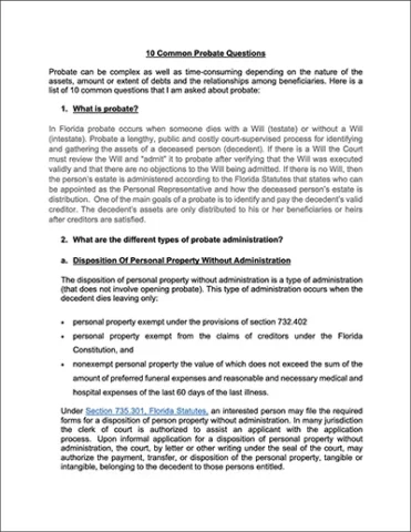 probate questions